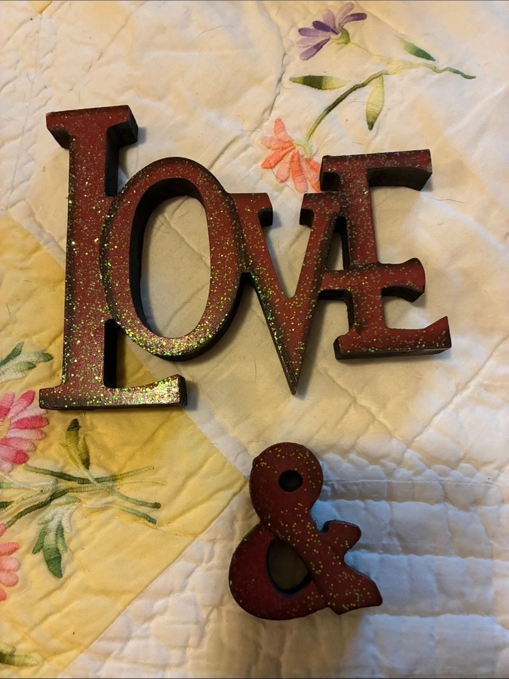 Love & Laughter Red Glitter Wall Decor